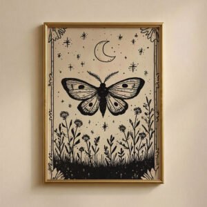 Luna Moth Transformation Print - Celestial Insect Art - Night Sky Gothic Decor