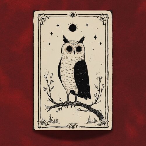 The Owl Tarot Print - Wisdom Totem Art - Bird of Prey Illustration