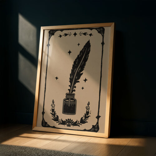 image.png Vintage Quill and Ink Print - Writer Gift Art - Dark Academia Desk Decor