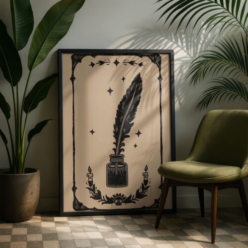 image.png Vintage Quill and Ink Print - Writer Gift Art - Dark Academia Desk Decor