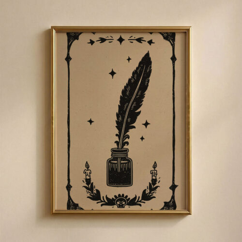 The-Quill-Pen_4 Vintage Quill and Ink Print - Writer Gift Art - Dark Academia Desk Decor