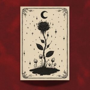 Mystic Rose Flower Print - Botanical Witch Art - Romantic Gothic Tarot Card