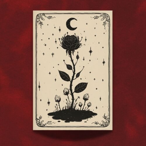The-Rose Mystic Rose Flower Print - Botanical Witch Art - Romantic Gothic Tarot Card