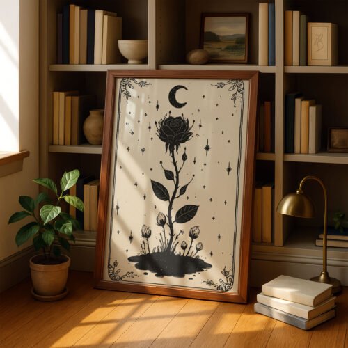 image.png Mystic Rose Flower Print - Botanical Witch Art - Romantic Gothic Tarot Card
