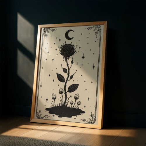 image.png Mystic Rose Flower Print - Botanical Witch Art - Romantic Gothic Tarot Card