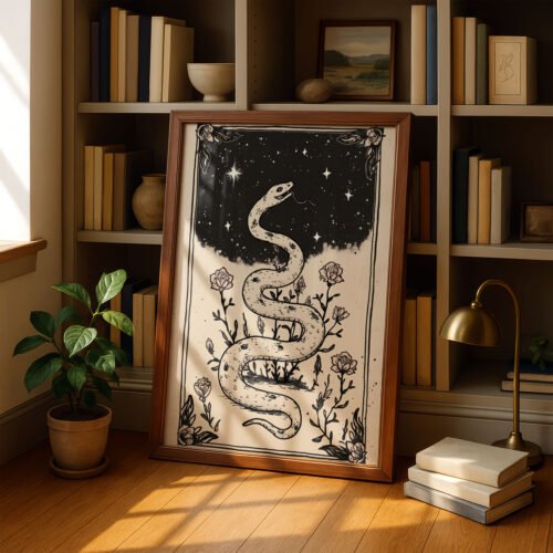 The Serpent Snake Art Print - Ouroboros Symbol - Rebirth & Transformation Decor