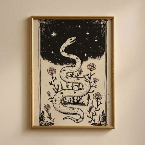 The Serpent Snake Art Print - Ouroboros Symbol - Rebirth & Transformation Decor