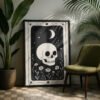 The Skull Memento Mori Print - Gothic Macabre Art - Spooky Skeleton Tarot Style