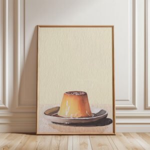 The-flan_4 Caramel Flan Pudding Print - Creme Caramel Art - Retro Dessert Illustration