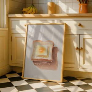 image.png Toast with Butter Art Print - Simple Breakfast Decor - Morning Kitchen Illustration
