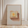 Toast with Butter Art Print - Simple Breakfast Decor - Morning Kitchen Illustration