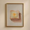 Toast with Butter Art Print - Simple Breakfast Decor - Morning Kitchen Illustration