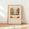 Cozy Bar Window View - Rainy Cityscape Print - Cafe Interior Wall Art