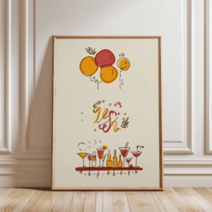 Party Balloons Art - Celebration Corner Print - Festive Bar Cart Sign