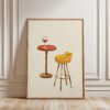 Bar Stool Art - Wine Time Print - Retro Furniture Illustration