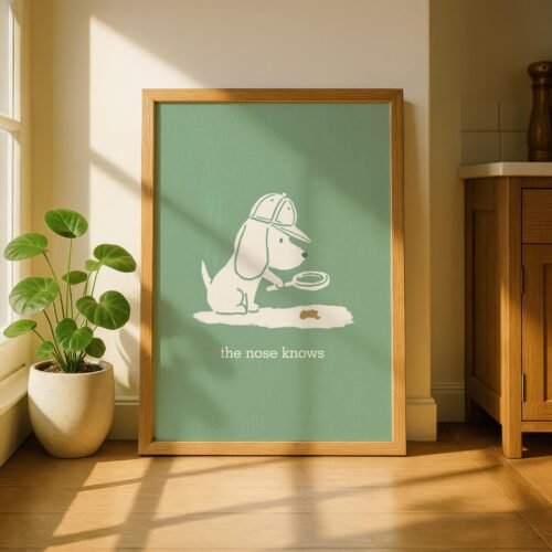 Detective Beagle Portrait – Whimsical Dog Illustration, Funny Pet Wall Art, Gift for Beagle Lover