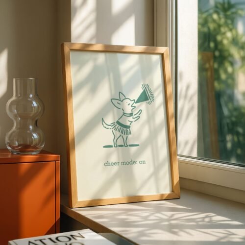 Chihuahua Cute Cheerleader Portrait | Gift for Cheer Mom, Printable Dog Wall Art