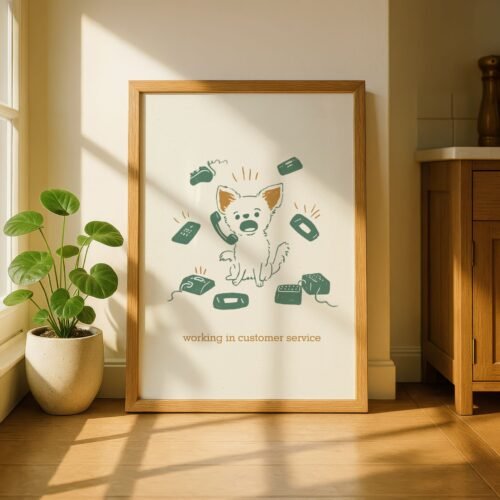 Chihuahua Funny Customer Service Dog –  Office Wall Decor, Gift for Receptionist