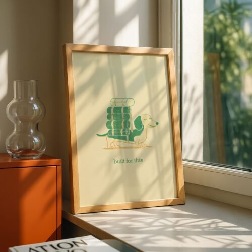 Dachshund as a Tourist – Funny Dog Hiker Print – Gift for Traveler