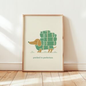 Dachshund as a Tourist – Funny Dog Hiker Print – Gift for Traveler