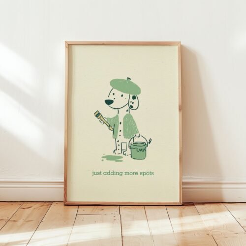 Painter Dalmatian Portrait – Gift for Painter, Sage Green Pet Wall Art