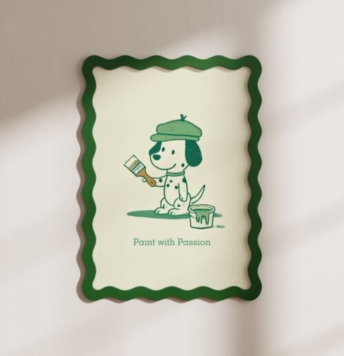 Painter Dalmatian Portrait – Gift for Painter, Sage Green Pet Wall Art