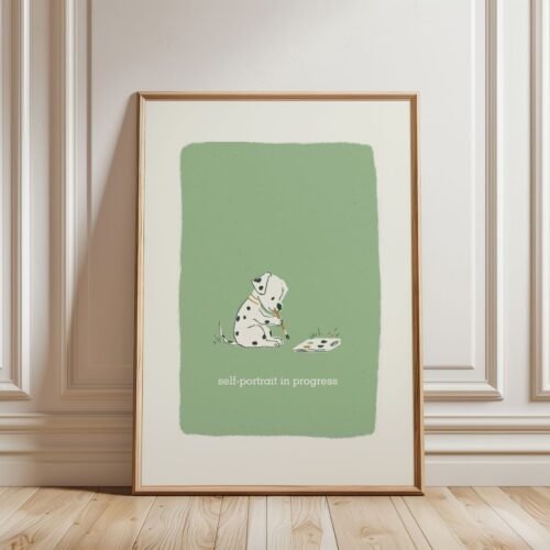 Painter Dalmatian Portrait – Gift for Painter, Sage Green Pet Wall Art