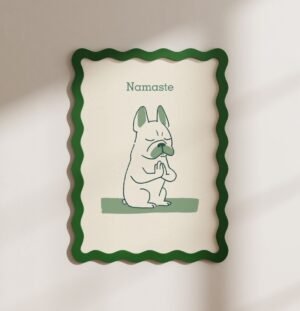 French Bulldog Yoga Print – Whimsical Dog Wall Art, Funny Pet Portrait