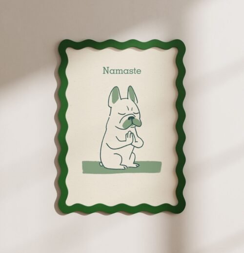 French Bulldog Yoga Print – Whimsical Dog Wall Art, Funny Pet Portrait