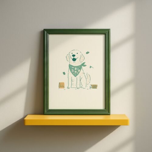 Golden Retriever Cute Dog Scout Print – Kids Room Art - Gift for Boy Scout