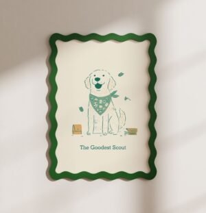 Golden Retriever Cute Dog Scout Print – Kids Room Art - Gift for Boy Scout