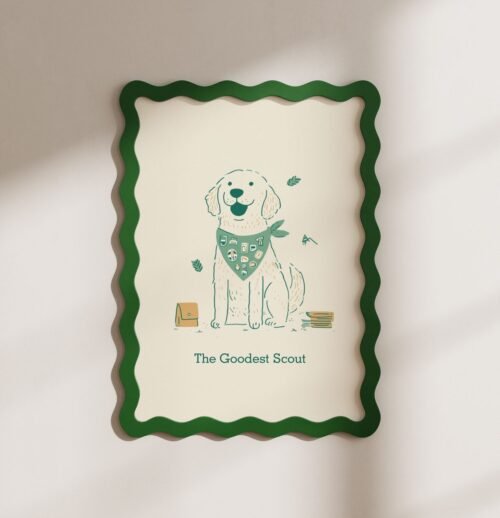 Golden Retriever Cute Dog Scout Print – Kids Room Art - Gift for Boy Scout