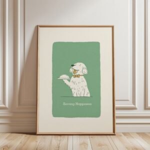 Server Golden Retriever Portrait - Funny Dog Waiter Print – Gift for Server