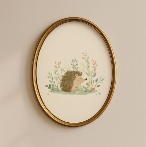 Cute Hedgehog Print - Forest Floor Animal - Woodland Nursery Decor