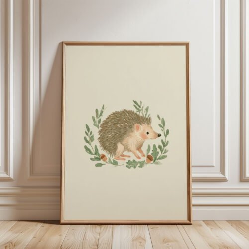 Cute Hedgehog Print - Forest Floor Animal - Woodland Nursery Decor