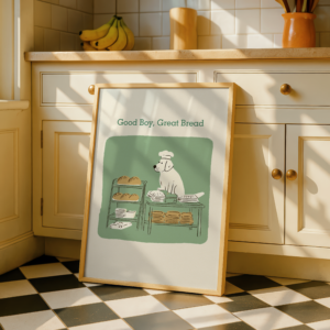 Labrador Dog chef, sage green, pastel color