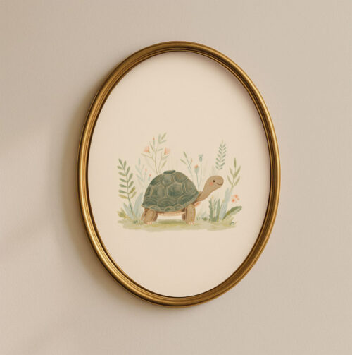 Vintage Turtle Art Print - Slow Living Animal - Whimsical Nursery Decor