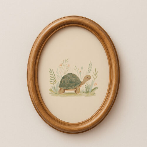 Vintage Turtle Art Print - Slow Living Animal - Whimsical Nursery Decor