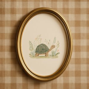 Vintage Turtle Art Print - Slow Living Animal - Whimsical Nursery Decor