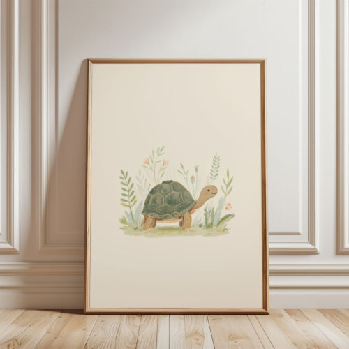 Vintage Turtle Art Print - Slow Living Animal - Whimsical Nursery Decor