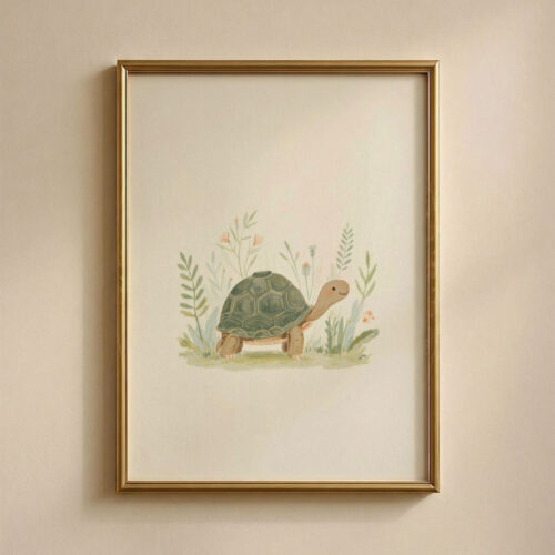 Vintage Turtle Art Print - Slow Living Animal - Whimsical Nursery Decor
