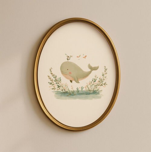 Cute Whale Art Print - Ocean Nursery Decor - Whimsical Sea Animal