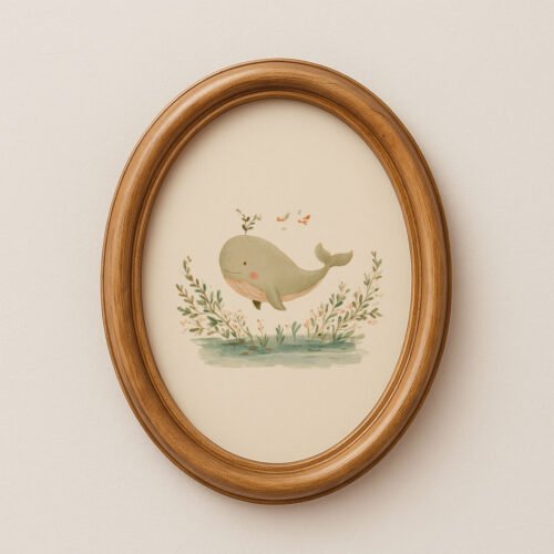 Cute Whale Art Print - Ocean Nursery Decor - Whimsical Sea Animal