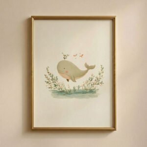 Cute Whale Art Print - Ocean Nursery Decor - Whimsical Sea Animal