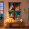 Set of 4 - The Silent Explorer - Moody Fantasy Forest Cat Gallery Wall
