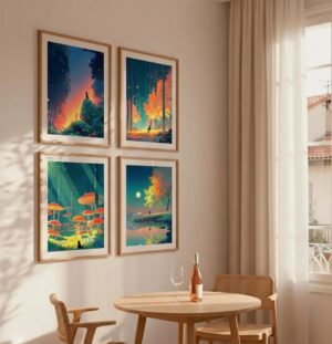 Set of 4 - The Silent Explorer - Moody Fantasy Forest Cat Gallery Wall