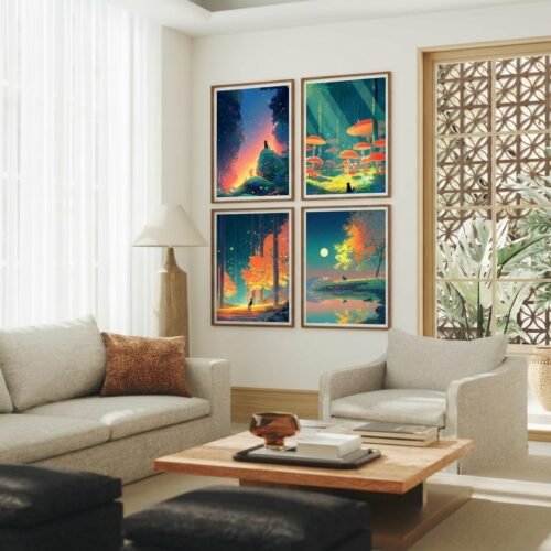 BCITW - Set of 4 - The Silent Explorer - Moody Fantasy Forest Cat Gallery Wall_2 Set of 4 - The Silent Explorer - Moody Fantasy Forest Cat Gallery Wall