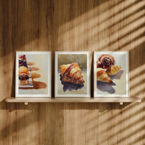 GBM - Set of 3 - The Patisserie Suite - Pastry Watercolor Wall Art Set_2 Set of 3 - The Patisserie Suite - Pastry Watercolor Wall Art Set
