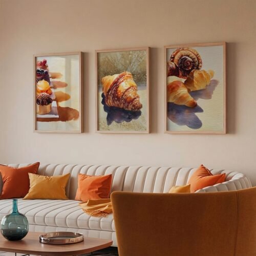 GBM - Set of 3 - The Patisserie Suite - Pastry Watercolor Wall Art Set_3 Set of 3 - The Patisserie Suite - Pastry Watercolor Wall Art Set