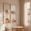 Set of 4 - The Sweet Tooth Quartet - Modern Pastel Dessert Gallery Wall